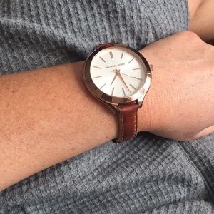 Michael Kors Leather Strapped Watch